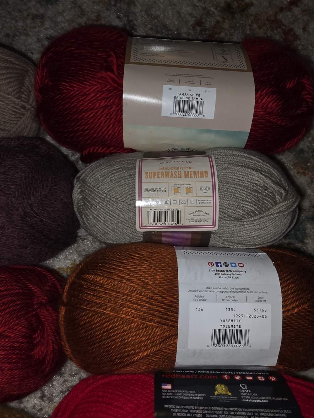 Fall Yarn Bundle 10 Skeins Lion Brand Wool Merino Heartland Hue + Me - Picture 7 of 9